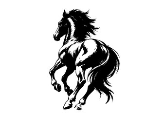 馬のシルエット年賀状素材セット