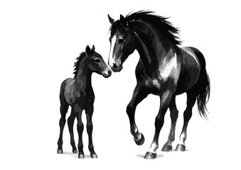 馬のシルエット年賀状素材セット