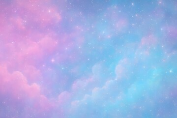 Obraz premium Pastel Aesthetic Sparkly Cotton Candy Galaxy Background Wallpaper — Soft Pink and Blue Gradient Stars