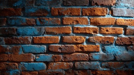Fototapeta premium Aged Ceramic Brick Wall with Large Scale Texture and Color Variations