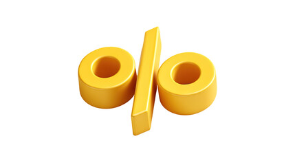 Yellow 3d sign percent discount on isolated background. Voucher gift. Vector illustration.