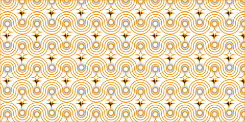 Seamless golden geometric pattern with art deco elements