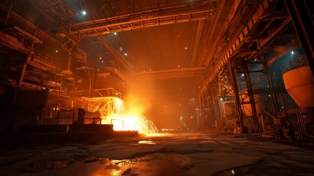 スラグが飛散する注湯工程の迫力