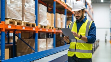 Warehouse worker checking inventory. - Powered by Adobe