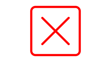 red cross checkmarks. wrong icons. Illustration of a bold red x mark centered on a white background indicating rejection or cancellation. website and app ui ux design