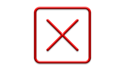 red cross checkmarks. wrong icons. Illustration of a bold red x mark centered on a white background indicating rejection or cancellation. website and app ui ux design