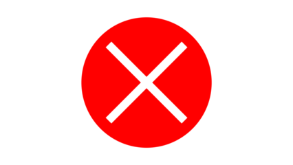 red cross checkmarks. wrong icons. Illustration of a bold red x mark centered on a white background indicating rejection or cancellation. website and app ui ux design