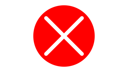 red cross checkmarks. wrong icons. Illustration of a bold red x mark centered on a white background indicating rejection or cancellation. website and app ui ux design