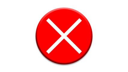 red cross checkmarks. wrong icons. Illustration of a bold red x mark centered on a white background indicating rejection or cancellation. website and app ui ux design