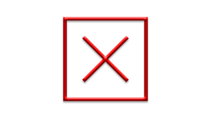 red cross checkmarks. wrong icons. Illustration of a bold red x mark centered on a white background indicating rejection or cancellation. website and app ui ux design