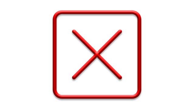 red cross checkmarks. wrong icons. Illustration of a bold red x mark centered on a white background indicating rejection or cancellation. website and app ui ux design