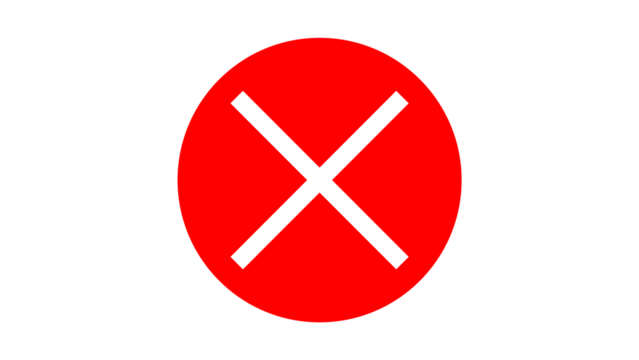 red cross checkmarks. wrong icons. Illustration of a bold red x mark centered on a white background indicating rejection or cancellation. website and app ui ux design