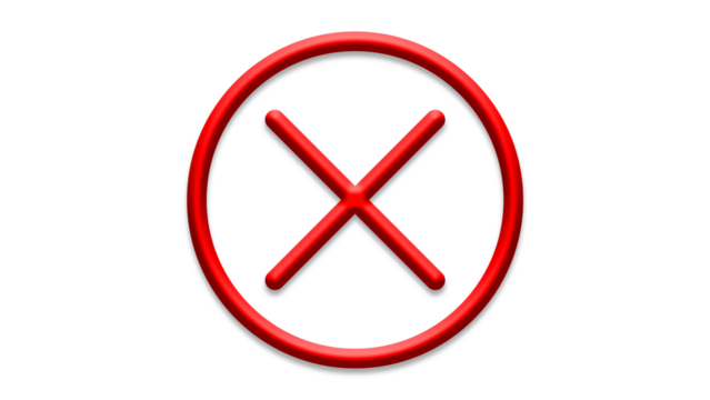 red cross checkmarks. wrong icons. Illustration of a bold red x mark centered on a white background indicating rejection or cancellation. website and app ui ux design
