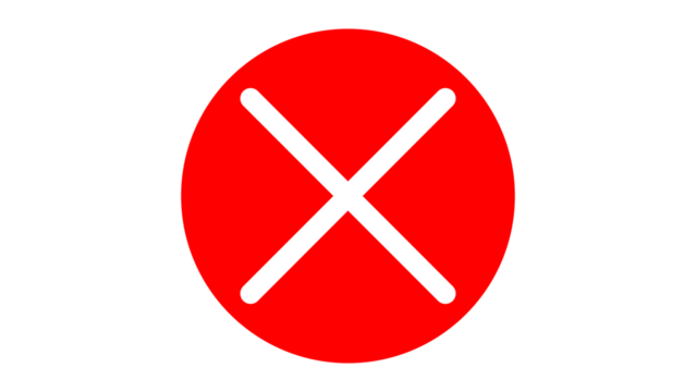 red cross checkmarks. wrong icons. Illustration of a bold red x mark centered on a white background indicating rejection or cancellation. website and app ui ux design