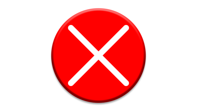 red cross checkmarks. wrong icons. Illustration of a bold red x mark centered on a white background indicating rejection or cancellation. website and app ui ux design