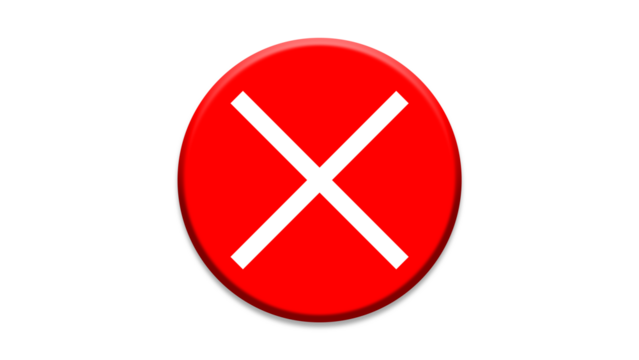 red cross checkmarks. wrong icons. Illustration of a bold red x mark centered on a white background indicating rejection or cancellation. website and app ui ux design