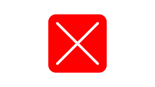 red cross checkmarks. wrong icons. Illustration of a bold red x mark centered on a white background indicating rejection or cancellation. website and app ui ux design