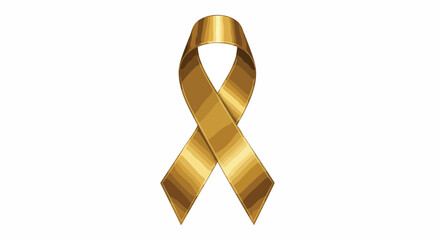 High-quality, isolated vector of a metallic gold awareness ribbon with a realistic glossy effect. Commonly used as the symbol for Childhood Cancer Awareness and support.