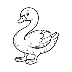  Graceful Swan Standing Outline for Elegant Animal Coloring Book Page.
