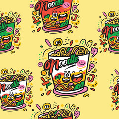 Hot Noodles Food Pattern Cartoon Style for online shop 