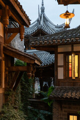 Ancient form wooden Chinese vintage buildings