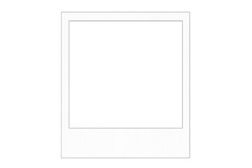 Instant photo frame, blank border template with transparent background, white vector overlay for images and memories