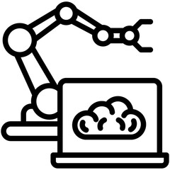 Machine Learning Icon, Mini Illustration Relate To Industry 4-0, Modern Industry. Use For Modern Concept, Ui, Ux Web And App Development.
