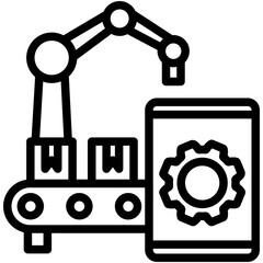 Mobile Control Icon, Mini Illustration Relate To Industry 4-0, Modern Industry. Use For Modern Concept, Ui, Ux Web And App Development.