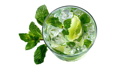 Obraz premium Glass of fresh lemon juice on white background