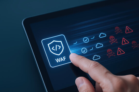AI cybersecurity concept with threat defense interface on digital screen showing protection against online risks and attacks