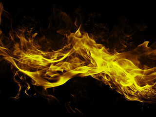 Golden fire wave flowing gracefully on a dark background, a mesmerizing and artistic sight