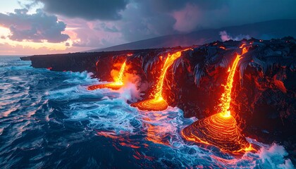 Volcanic Coast with Lava Flow