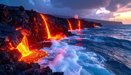 Volcanic Coast with Lava Flow