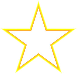 Fototapeta premium Yellow neon star glowing isolated on transparent background. Bright vibrant neon light effect. Shining star for design. PNG element