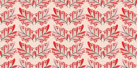 Seamless red floral background for romantic design.