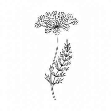 ACHILEA flower line art isolated in white background