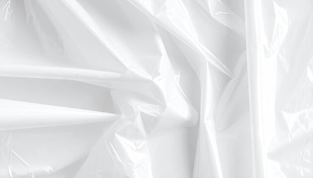 Crinkled, translucent white plastic sheet texture