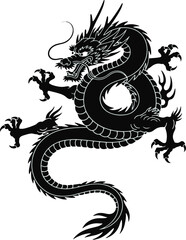 Fototapeta premium Majestic Black Chinese Dragon Design Element for Cultural or Fantasy Projects with Mystical Aesthetic
