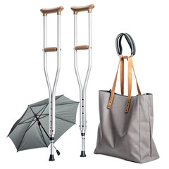 Get well gifts include stylish bag, umbrella and crutches for a speedy recovery, showing support and care during rehabilitation after injury
