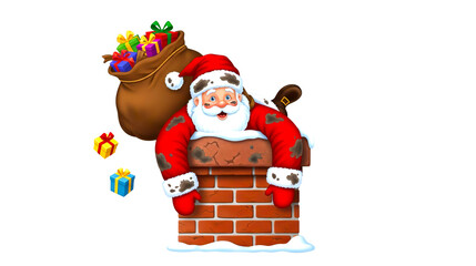 santa claus with gifts image on transparent background