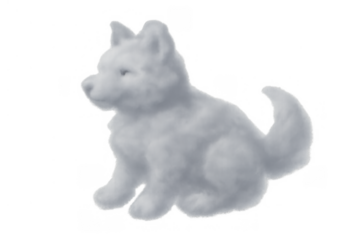 Fluffy puppy cloud a cute dog shape representing softness and tenderness with transparent background