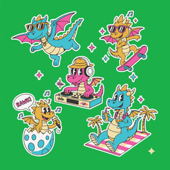 retro dragon character design