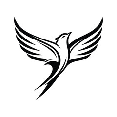 Obraz premium Elegant Black and White Bird Illustration A Symbol of Freedom and Grace in Flight