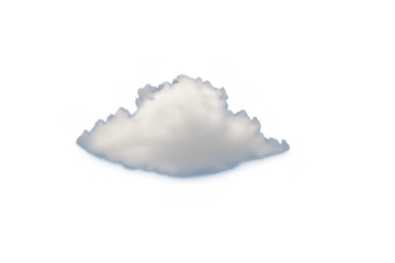 Fluffy cumulus cloud floating on a transparent background, depicting weather and atmospheric conditions