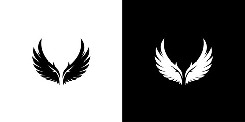 Obraz premium Black and white wing icons on split color