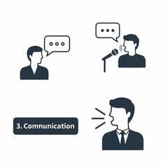 Communication Icons Representing Speaking and Dialogue.