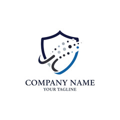 Shield logo design representing security and protection for company branding.