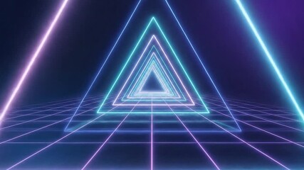 Mesmerizing neon tunnel Futuristic geometric shapes and vibrant, electric colors create an immersive and captivating digital art experience - Powered by Adobe