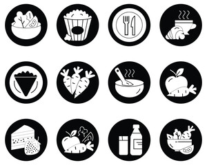 Fast Food and Beverage Icon Set – Burger, Pizza, Coffee, Drinks, and Snack Line & Solid Vector Icons for Web, Menu, and Restaurant Design