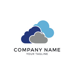 Obraz premium Cloud computing logo design with multiple overlapping clouds in blue and gray, representing data storage and network services.